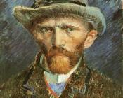 文森特 威廉 梵高 : 戴灰色帽子的自画像